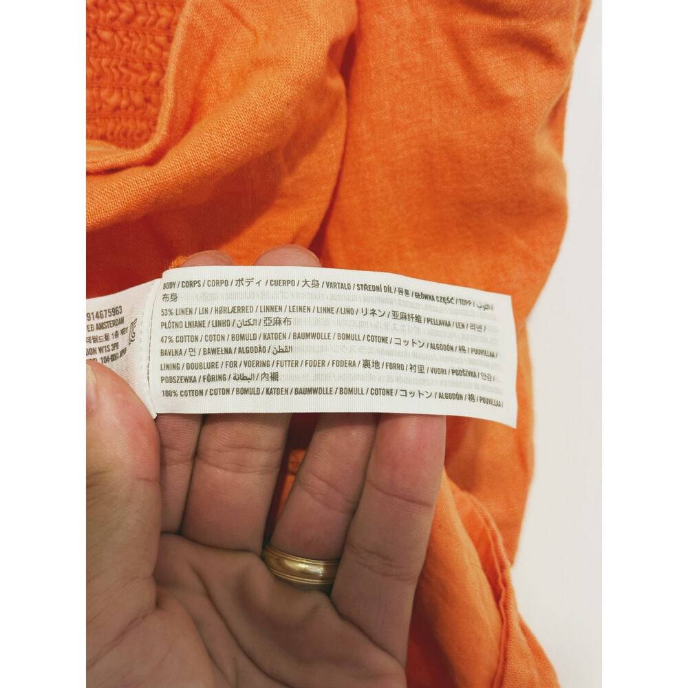 Abercrombie & Fitch Linen Strapless Mini Dress Small Orange Euro Resort Beach - Picture 6 of 9